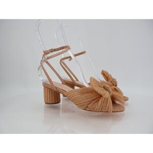 Loeffler Randall Women's Camellia Bow Heel Size 5 Tan Shimmery Block Heel